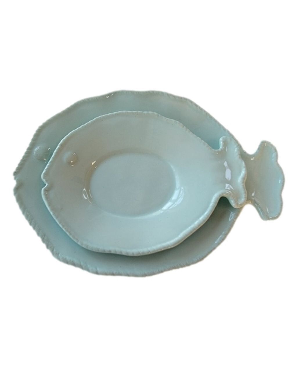 Set of Blue Fish Serving Dishes EUC